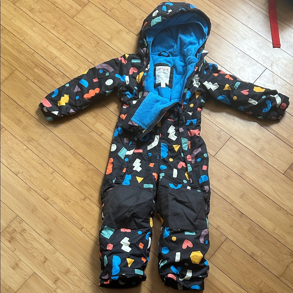 Cat & Jack Multicolor Patterned Snowsuit with Blue Lining